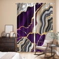 thumbnail image 3 of Kitchen Curtains 84 Inch Length 2 Panels, Purple Marble Grommets Window Treatment Curtain, Grey Gold Texture Vintage Farmhouse Art Thermal Curtains Drapes for Living Room/Bathroom, 3 of 9