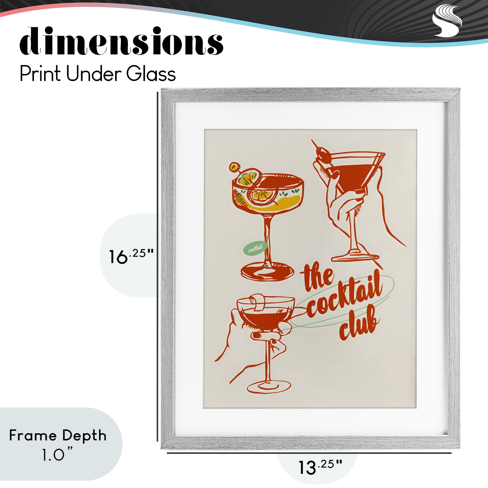 Stupell Industries Cocktail Club Toasting Glasses Gray Framed Print Under Glass, design by The Prints Vibe
