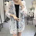 thumbnail image 1 of Cardigan Décontracté à Manches Longues pour Femmes, Imprimé Oiseaux en Chiffon, Blouse Ample, 1 of 6