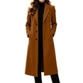thumbnail image 2 of IUYRTFE Women's Long Lapel Collar Coat Casual Solid Color Overcoat with Pockets, 2 of 9