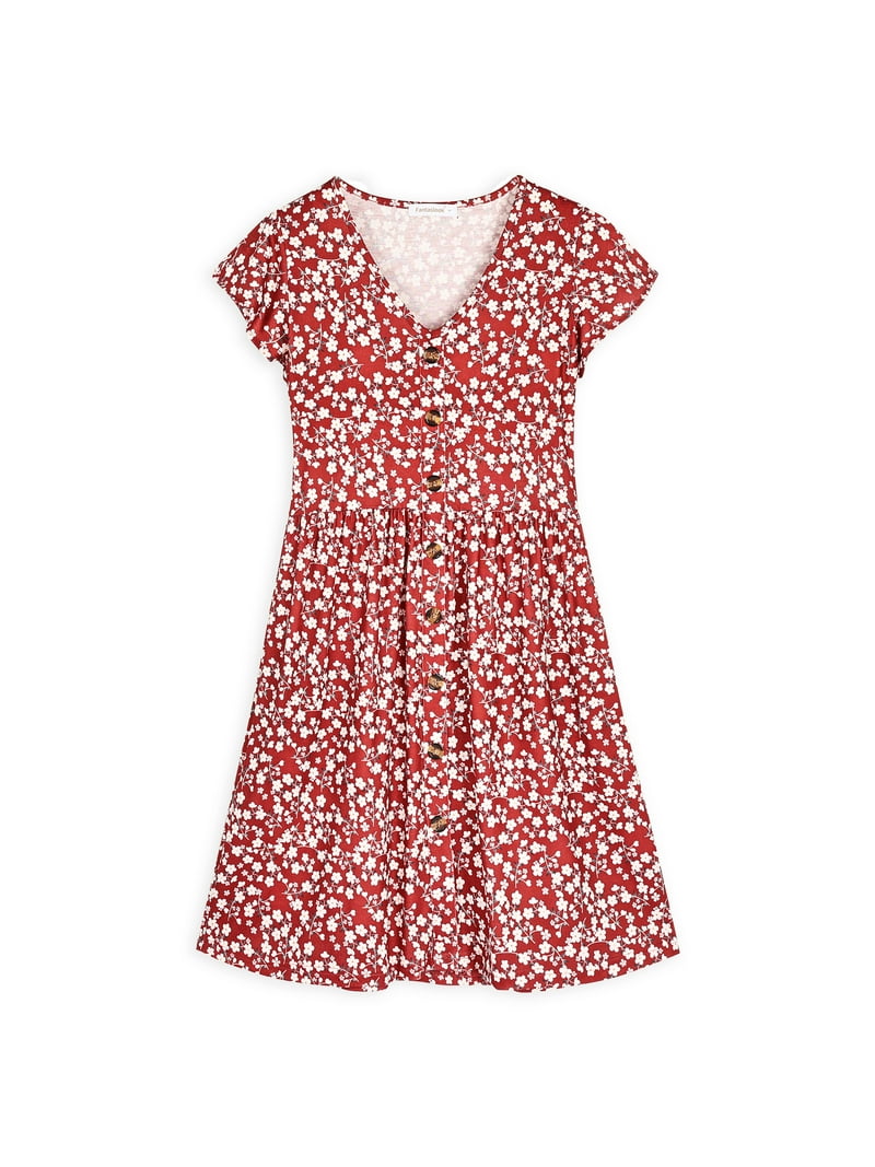 Fantaslook Women Summer Dress, V Neck, Ruffle Sleeve, Flowy Midi, Floral  Print, with Pockets - Walmart.com