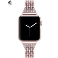 thumbnail image 3 of PULLIMORE Bling iWatch Bands Compatible with Apple Watch Band 42mm 44mm iWatch Series 8/7/6/5/4/3/2/1 SE Bracelet Diamond Rhinestone Watch Replacement Metal Strap Wristband (Pink), 3 of 10