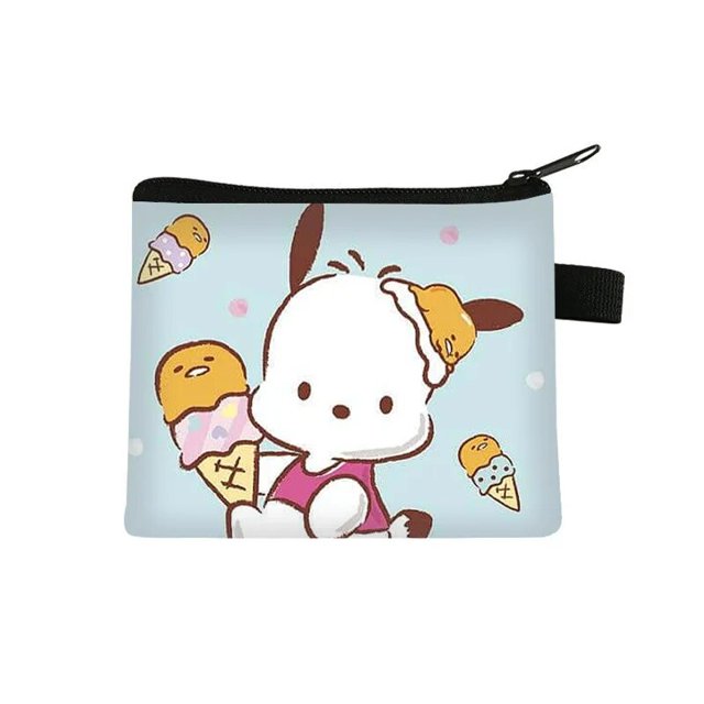 Monedero de poliéster Sanrio Pochacco para niños, Tarjetero con estampado de dibujos animados con cremallera, bolsa de almacenamiento Simple, se vende como pasteles calientes, nuevo