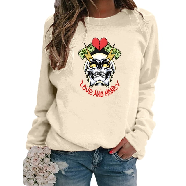Sexy Dance Mujeres Sudaderas Sueltas Manga Larga Cuello Redondo Jersey Casual Plain Tops Camisa