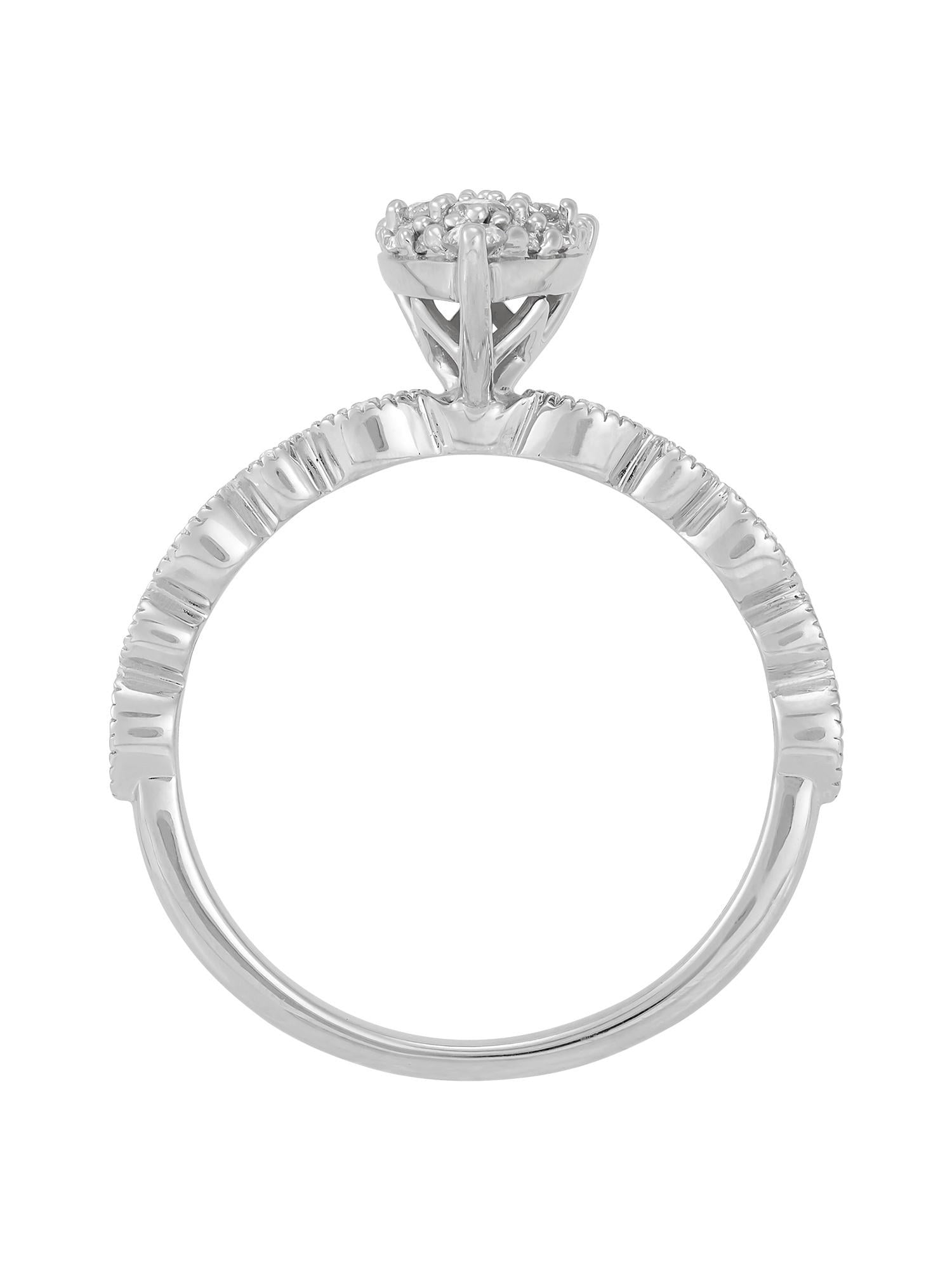 Forever Bride .33 CTTW Diamond Pear Engagement Ring in Sterling Silver, Size 7