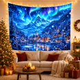 thumbnail image 3 of Aurora Winter Village Under Jagged Mountains, Mystical Illustration for Nature Lovers, Forest Wall Art, Christmas Gift, Tapestry Wall Hanging for Bedroom and Living Room, 3 of 7