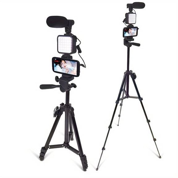 Outdoor Live Vlog Equipment TikTok Phone Live Photography Kit with Pocket Light, Beauty Fill Light, Video Recording, Tripod, and Microphone Set