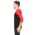 thumbnail image 4 of Bella + Canvas Unisex 3/4-Sleeve Baseball T-Shirt - 3200 - BLACK/ RED 2X Large, 4 of 4