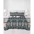 thumbnail image 3 of Black Teal Purple Southwestern Full Size Down Alternative Comforter,Lightweight Comforter Quilt Bedding Set with Pillow Shams Modern Geometric Abstract Art Bed Comforter Duvet Insert 78"x90", 3 of 7