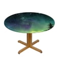 thumbnail image 3 of WYYP Aurora Borealis Trees Space Round Tablecloth - Full Width Single-Sided Printing 100% Polyester Fiber Table Cover White, 3 of 8