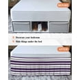 thumbnail image 7 of Purple Grey Striped Wrap Around Bed Skirts for King Bed 16" Drop,Bed Skirt with Adjustable Elastic Belt Dust Ruffle Bed Valance for Bedroom Hotel Modern White Abstract Art Aesthetics Bed Frame Cover, 7 of 7