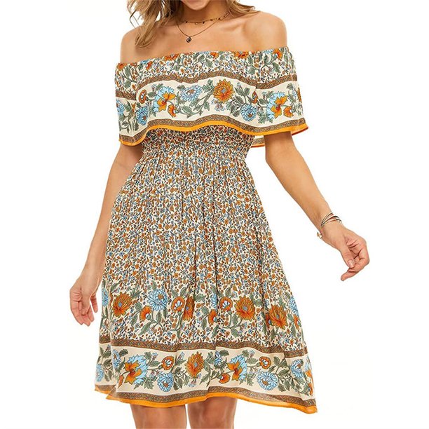 Minnieouse Vestido corto Cintura alta Vestido de verano Vacaciones en la playa Ropa de verano Caqui L Prendas para la parte del cuerpo Caqui S Minnieouse AP010707-01