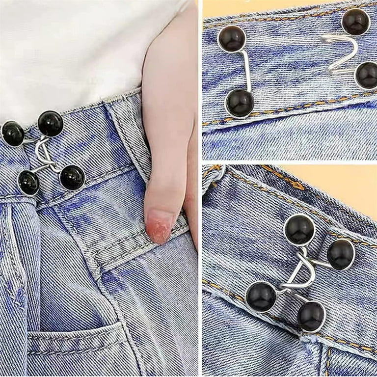 cobee Pant Waist Tightener, 2Sets Adjustable Waist Buckle Detachable Jean  Button for Pants Jeans Pants Clips for Waist No Sewing Required Jean  Buttons