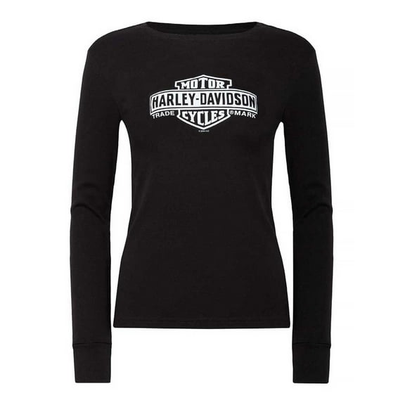 Harley-Davidson Women's Elongated Bar & Shield Long Sleeve Shirt, Black (XL), Harley Davidson