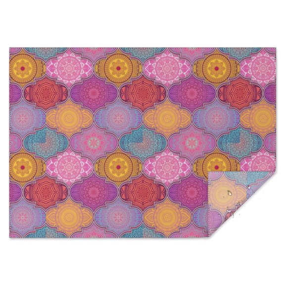 Boho Bohemia Flower Rectangle Tablecloth 60"x84",Waterproof Polyester Rectangle Table Cloth, Wipeable Spillproof Polyester Tablecloth for Dining, Camping, Indoor and Outdoor
