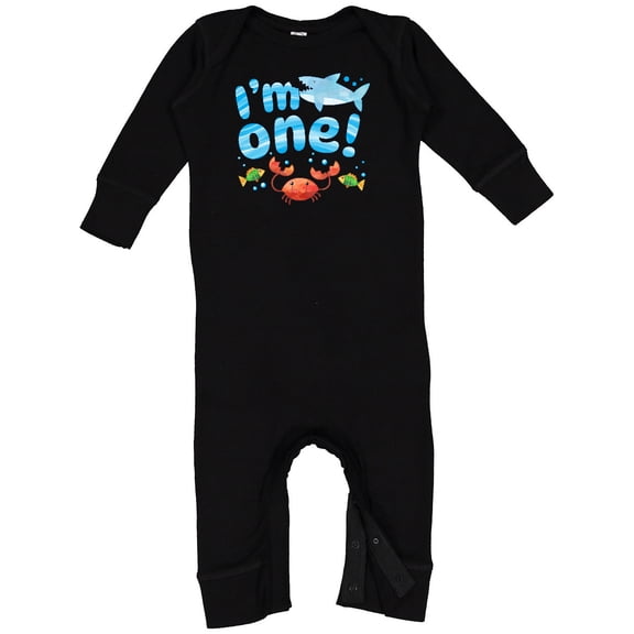 Inktastic I'm One First Birthday Shark and Crab Baby Romper Coveralls
