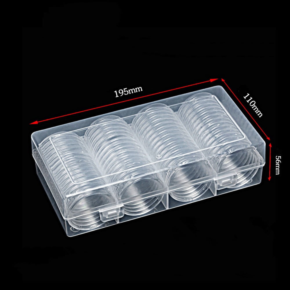 60 Pieces Silver Dollar Coin Case Holder for Collectors 40.6mm Silver Bar Plastic Round Coin Capsules Covers for Silver Bar Coin Collection Supplies, Coin Storage Case Box for Coin Collection