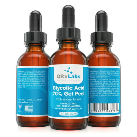 Glycolic Acid 70% Gel Peel with Chamomile and Green Tea Extracts - Professional Grade Chemical Face Peel for Acne Scars, Collagen Boost, Wrinkles, Fine Lines - Alpha Hydroxy Acid - 1 fl (The Best Glycolic Acid Peel)