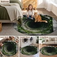 thumbnail image 5 of 3D Optical Illusion Round Area Rug 7Ft Washable Circle Rugs for Dorm Laundry Room, Visual Trap Looks Like Holes Green Grey Non-Slip Carpet Floor Mats Indoor Outdoor Carpet Runner Aesthetic Home Decor, 5 of 8