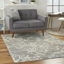 Nourison Bliss Modern Botanical Grey 5'3" x 7'3" Area Rug, (5' x 7')