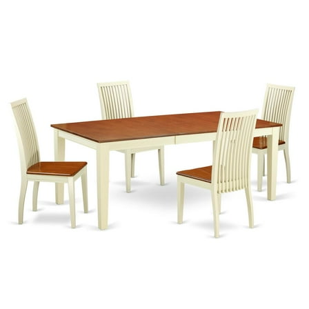 East West Furniture Quincy 5-piece Wood Kitchen Table Set in Buttermilk/Cherry