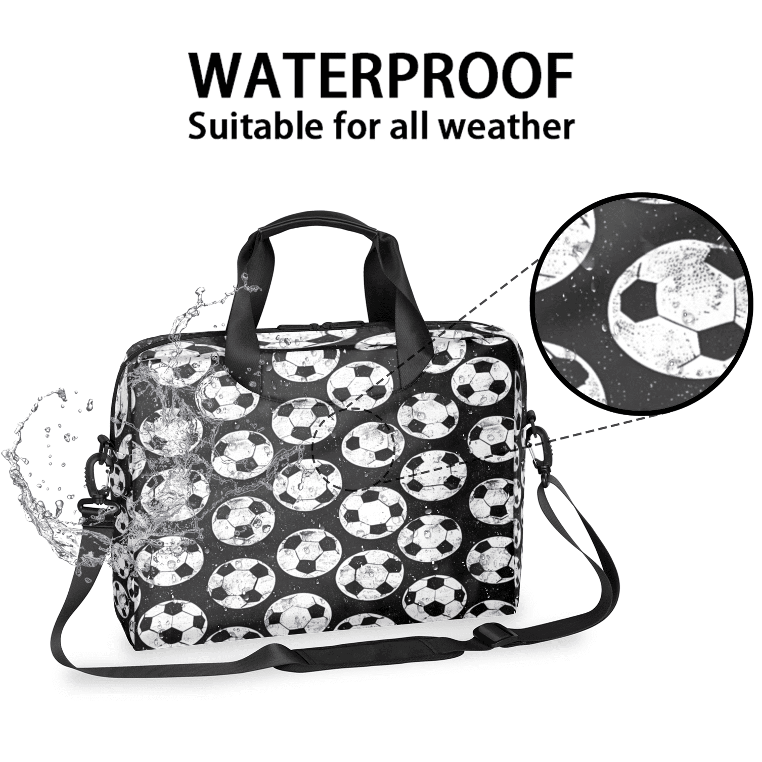 Herdesigns Soccer Ball Laptop Bag for Women Men, Computer Case Briefcase Messenger Bags, 15-15.6 inch Laptop Sleeve Shoulder Bag