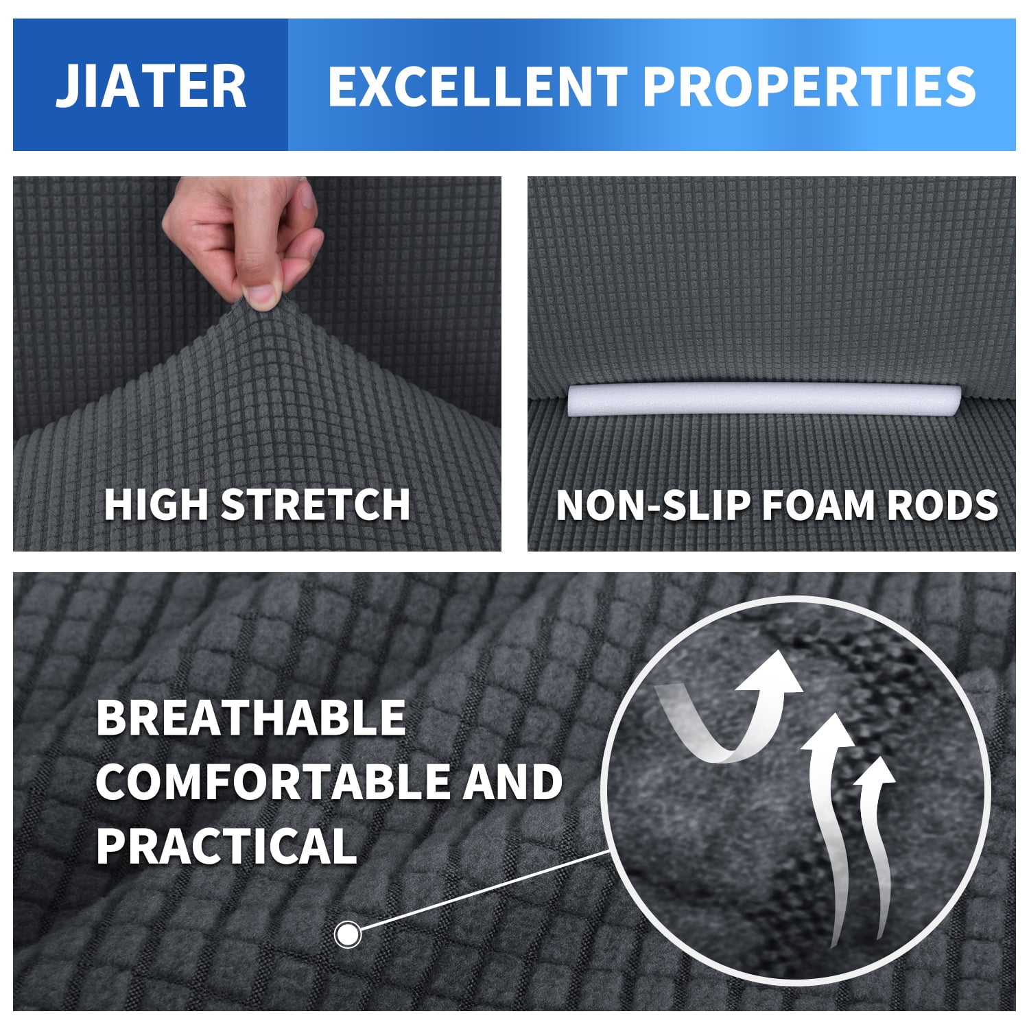 JIATER 1-Piece Sofa Cover Stretch Couch Cover Washable Sofa Slipcover Furniture Protector for Loveseat Sofa,Dark Gray