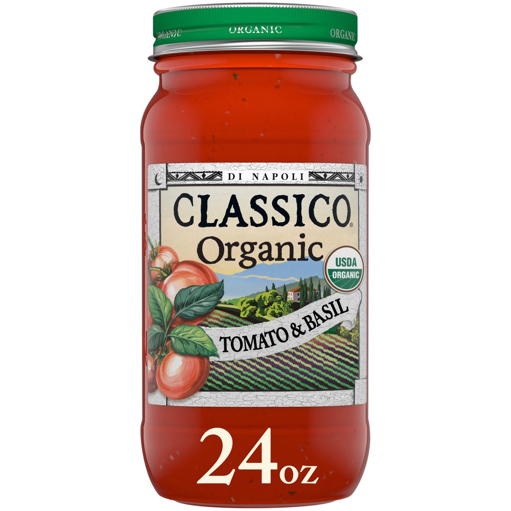 Classico Organic Tomato & Basil Pasta Sauce with No Sugar Added, 24 oz