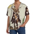 thumbnail image 1 of Balery Vintage Cowboy Riding Horse Camisa Casual de Manga Corta con Botones para Hombre, Texturizada, Estilo Cubano, para Playa, Verano-X-Large, 1 of 5