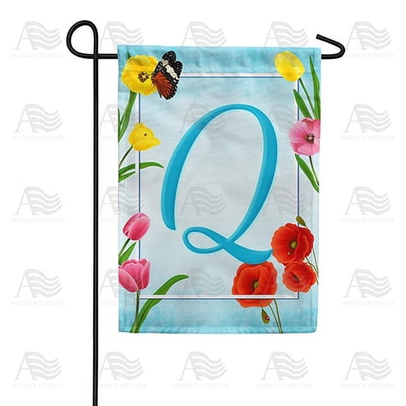 America Forever Spring Monogram Garden Flag Letter Q 12.5 x 18 inches Double Sided Vertical Outdoor, Yard, Lawn, Beautiful Summer Spring Flowers, Tulip, Ladybug, Bees Garden Flag