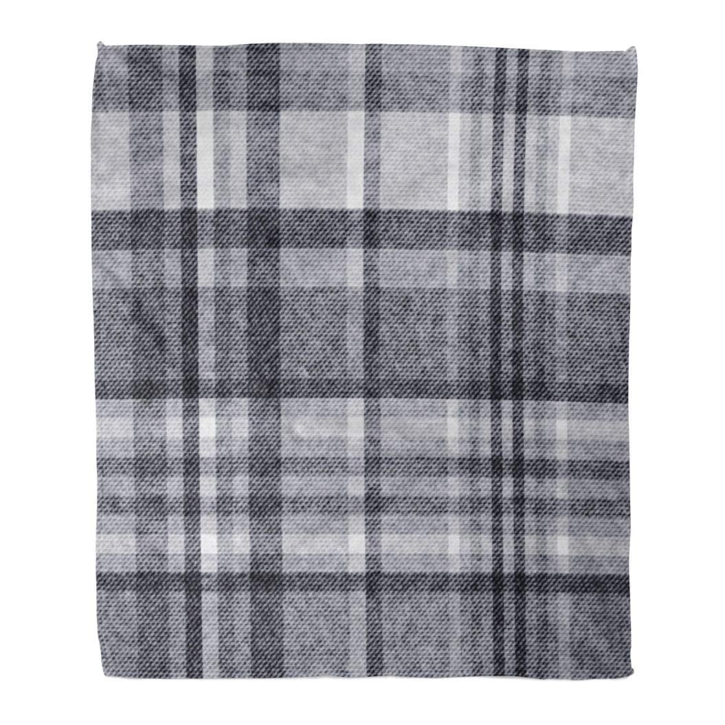 ASHLEIGH Flannel Throw Blanket Gray Plaid Pattern Printing Tartan
