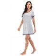 thumbnail image 3 of Womens Upgrade Summer Sleepshirts Short Sleeve Above Knee Length Nightgown Soft Sleeping Loungewear Nightshirts,Round Neck Loose Comfy Pajamas Dress Cotton Sleepwear S-2XL Purple, 3 of 7