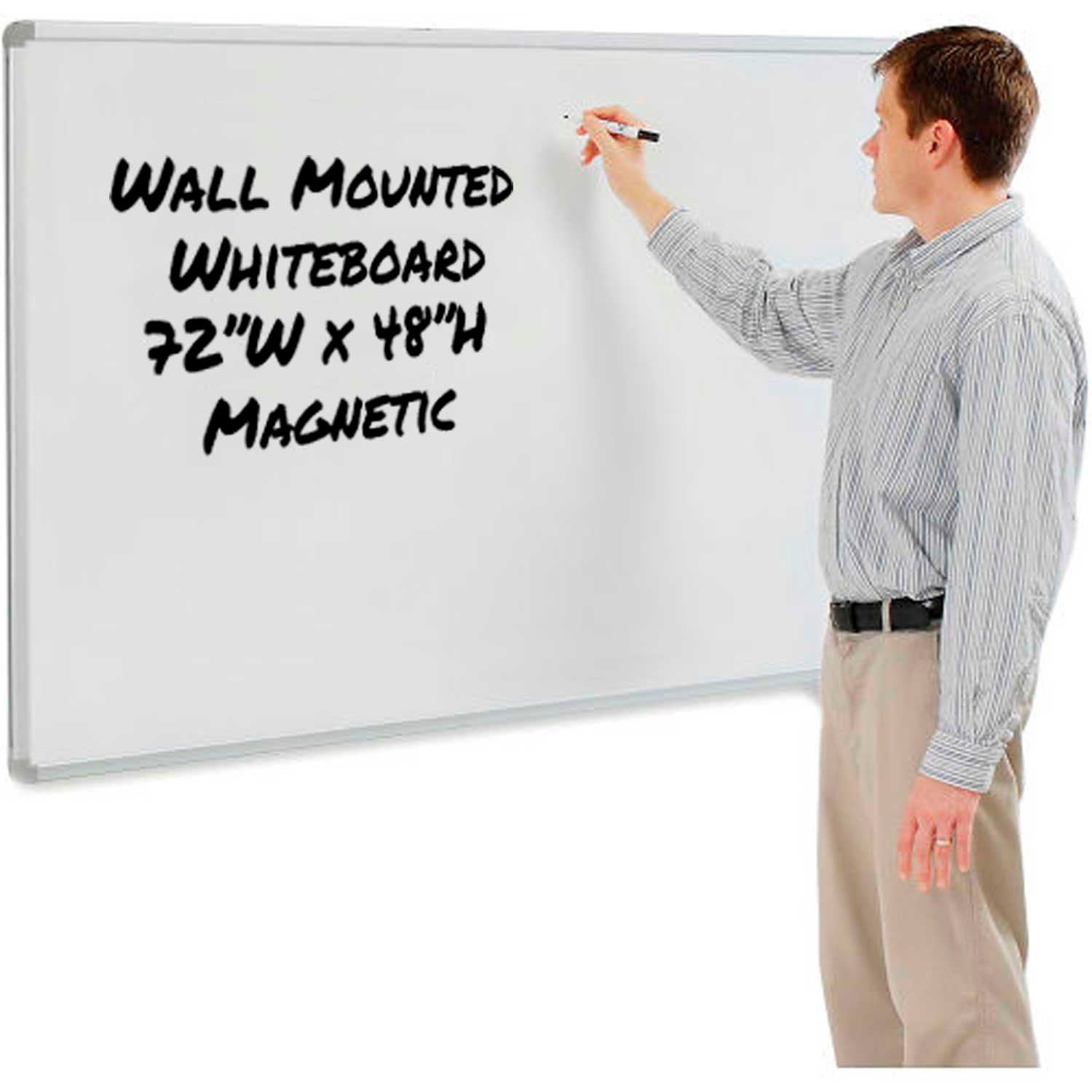 Global Industrial Steel Magnetic Dry Erase White Board, 72" x 40"