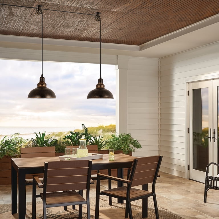KIGHSIN 2-Pack Plug-in Pulley Pendant Lights - Black & Brass, 19.4ft Cord, Adjustable, Vintage Farmhouse Style