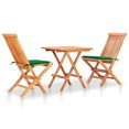 thumbnail image 1 of Set VidaXL para patio, madera maciza de teca, 3 piezas, con cojines, 1 of 9