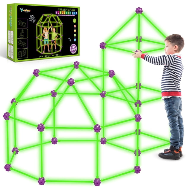 Kit de construcción Fort V-Opitos, paquete de 140 unidades, Glow in The Dart, para niños mayores de 4 años