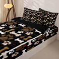 thumbnail image 3 of Manfei Cute Dog Paw Zipper Twin Comforter Sets with Fitted Sheet and 2 Pillowcases, Cartoon Bone Print Zipper Bedding Set, Black Brown, Black Reversible, 4pcs, 3 of 7