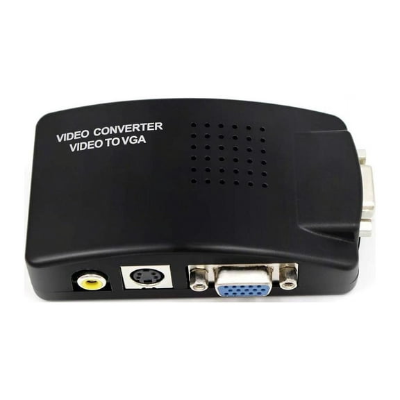 RCA to VGA Adapter, Composite AV S-Video RCA VGA Female Input to VGA Female Output Converter, Transfer Video Graphic Signal from CCTV PC Laptop DVD DVR VCR TVBox to VGA Monitor Projector Computer