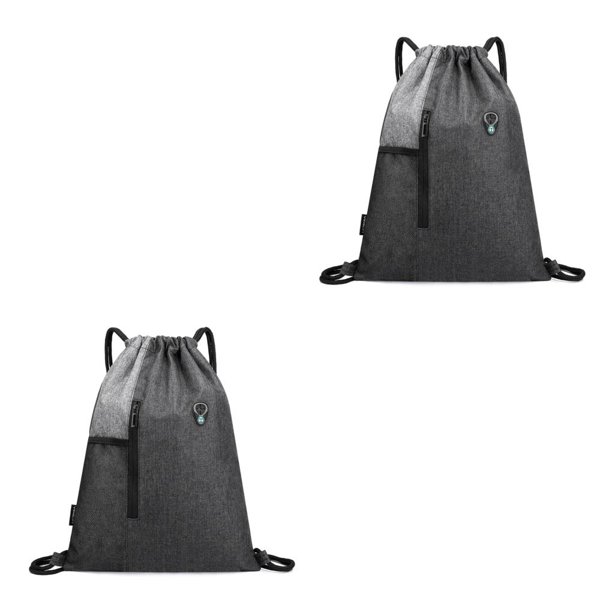 Jumpingount empacable con cordón Agujero para auriculares Tarjeta ajustable Botella de agua Bolsa de almacenamiento para auriculares gris claro 2piezas