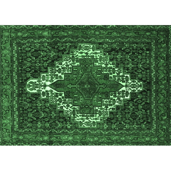 Ahgly Company Indoor Rectangle Persian Emerald Green Traditional Area Rugs, 3' x 5'