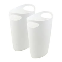 Superio Slim Bathroom Trash Can 2 Gallon Plastic Small Compact Waste Basket for Bedroom, Dorm, Under Office Desk, Narrow Portable RV Dustbin, 2 White