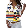 thumbnail image 4 of Disney-Camiseta de manga larga con botones para mujer, camisa informal con solapa y estampado 3D de Mickey, Minnie, Pato Donald, estilo Harajuku, y2k, novedad de 2022, 4 of 5