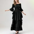 thumbnail image 2 of SWSMCLT Women's Acting Renaissance Dresses Bunched Chic Classic Ankle Elbow Sleeve Halloween Sundress Medieval Boho Dress Black Small-Medium, 2 of 4