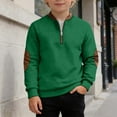 thumbnail image 2 of SGMVNU Sweatshirt for Boys Long Sleeve Shirts Kids Quarter Zip Casual Pullover Shirt Outdoor Fall Clothes for Teen Boy for Age 12-13 Years, Green, 2 of 4