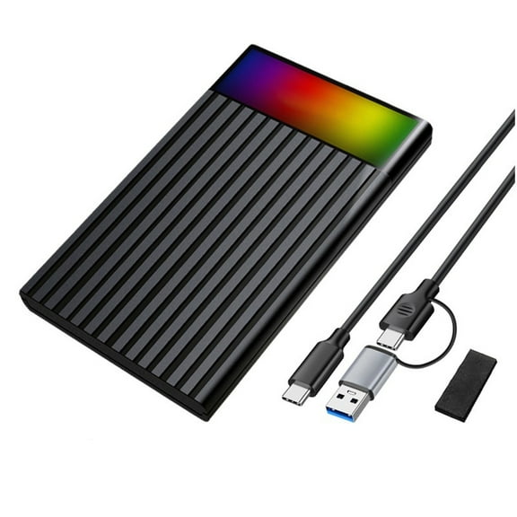 USB C to 2.5" Hard Drive Enclosure SSD Enclosure with Light for Laptops
