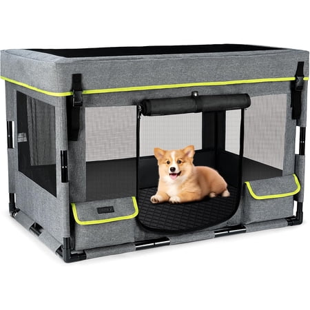 Durable Dog Playpen with Iron Frame Heavy-Duty Pet Tent with Waterproof Base & Mesh Sides for Indoor Outdoor Use Black