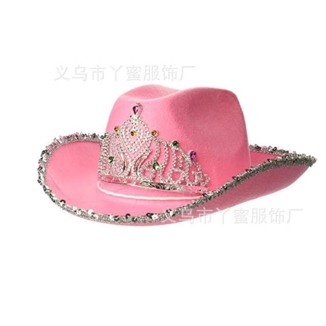 Txlixc Sombrero de vaquero femenino con decoración brillante Txlixc moda