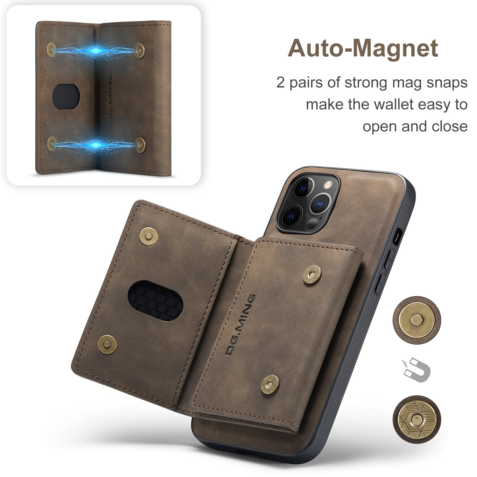 Wallet Case Für IPhone 14 Pro Max – Leder Hülle Mit Magnetisch Abnehmbarer Brieftasche & Kartenfächern, Inkl. Ständer-Funktion