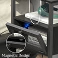 thumbnail image 6 of Black Nightstand Table with USB Ports & Outlets Drawer Storage Shelf Living Room, 6 of 7