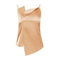 thumbnail image 3 of ManxiVoo Elegant Satin Feel Sleeveless Camisole Top for Women with a Fashionable High Slip Neckline Perfect for Layering Underneath or Wearing Alone in Warm Weather XL Size Gold, 3 of 9